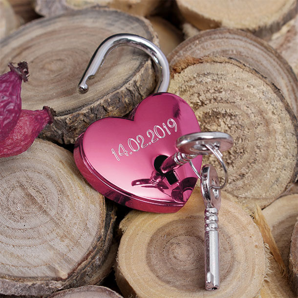 Mini Herz-Liebesschloss Pink