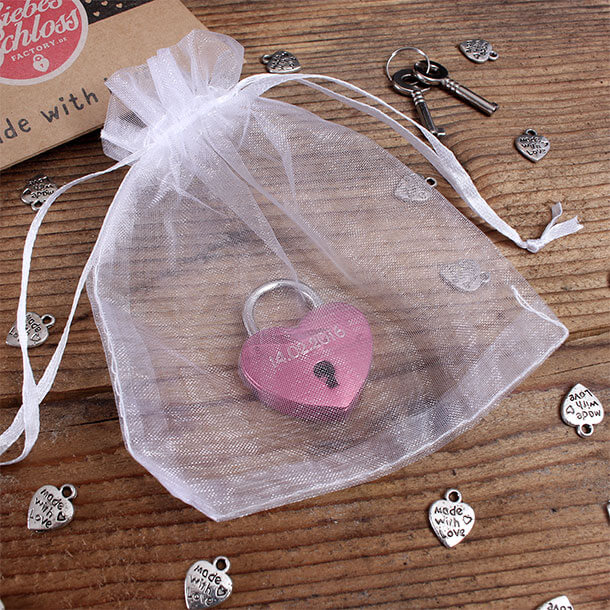 Mini Herz-Liebesschloss Pink